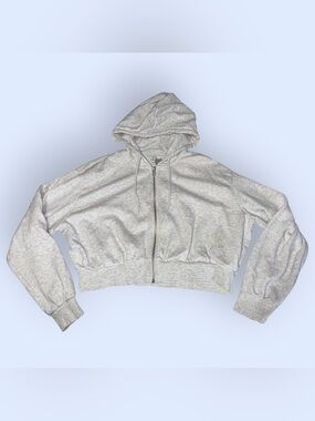 H&M Light Grey Full-Zip Hooded Sweatshirt